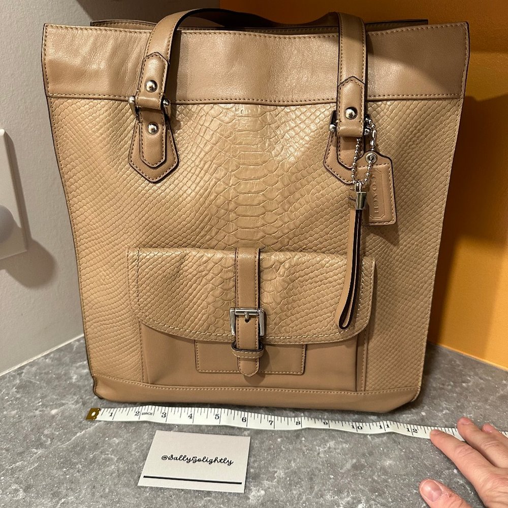 Coach Charlie Embossed Python Leather Tote - image 1